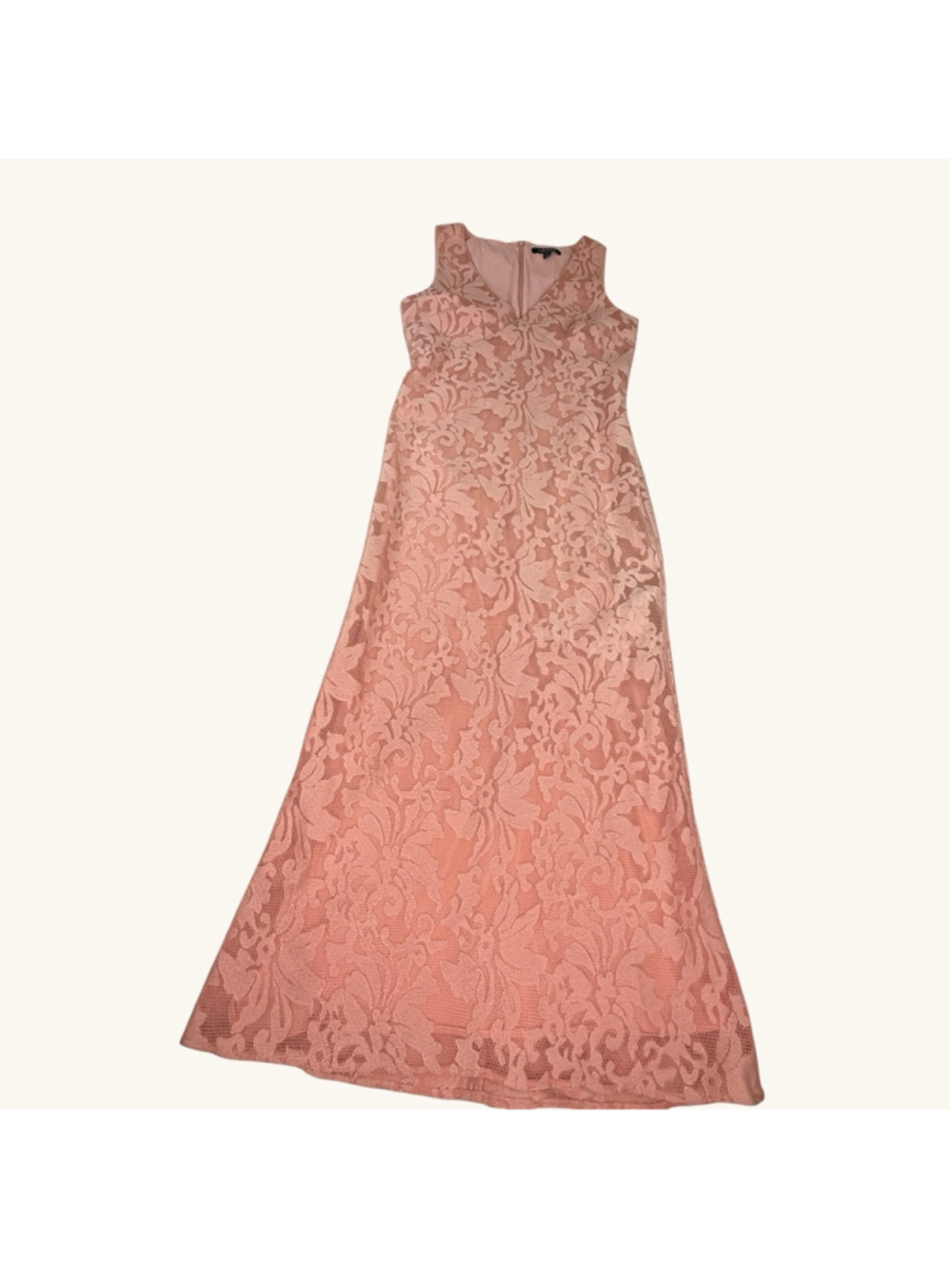 Lauren Ralph Lauren Pink Lace Maxi Dress Size 8 Sleeveless Formal Evening Gown - Picture 1 of 7